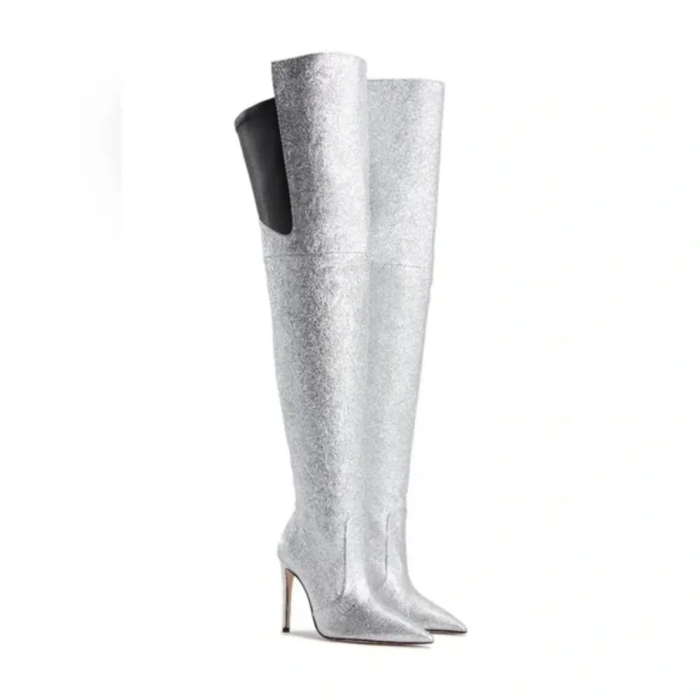 Good American Emma Crackle Over The Knee Boots